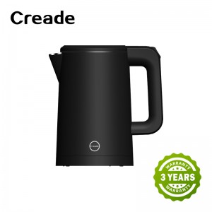K-0106 Creade 1L 1000W Double Layer SUS 304 Cordless Electric Kettle With Retractable Cable Base