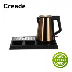 Hotel Room Stainless Steel Silver Black Hospitality Kettle Tray Set