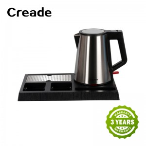 Hotel Room Stainless Steel Silver Black Hospitality Kettle Tray Set
